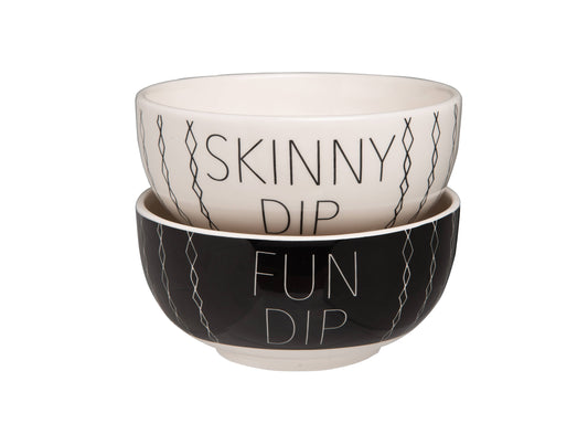 Black-White Fun Dip Snack Bowls Set of 2