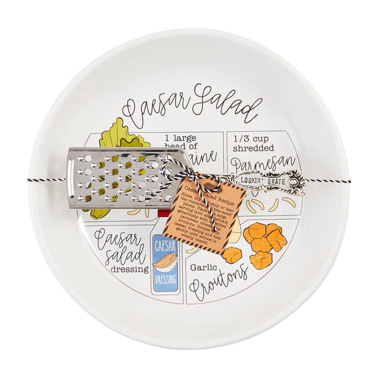 Mud Pie Ceramic Caesar Salad Recipe Bowl Set