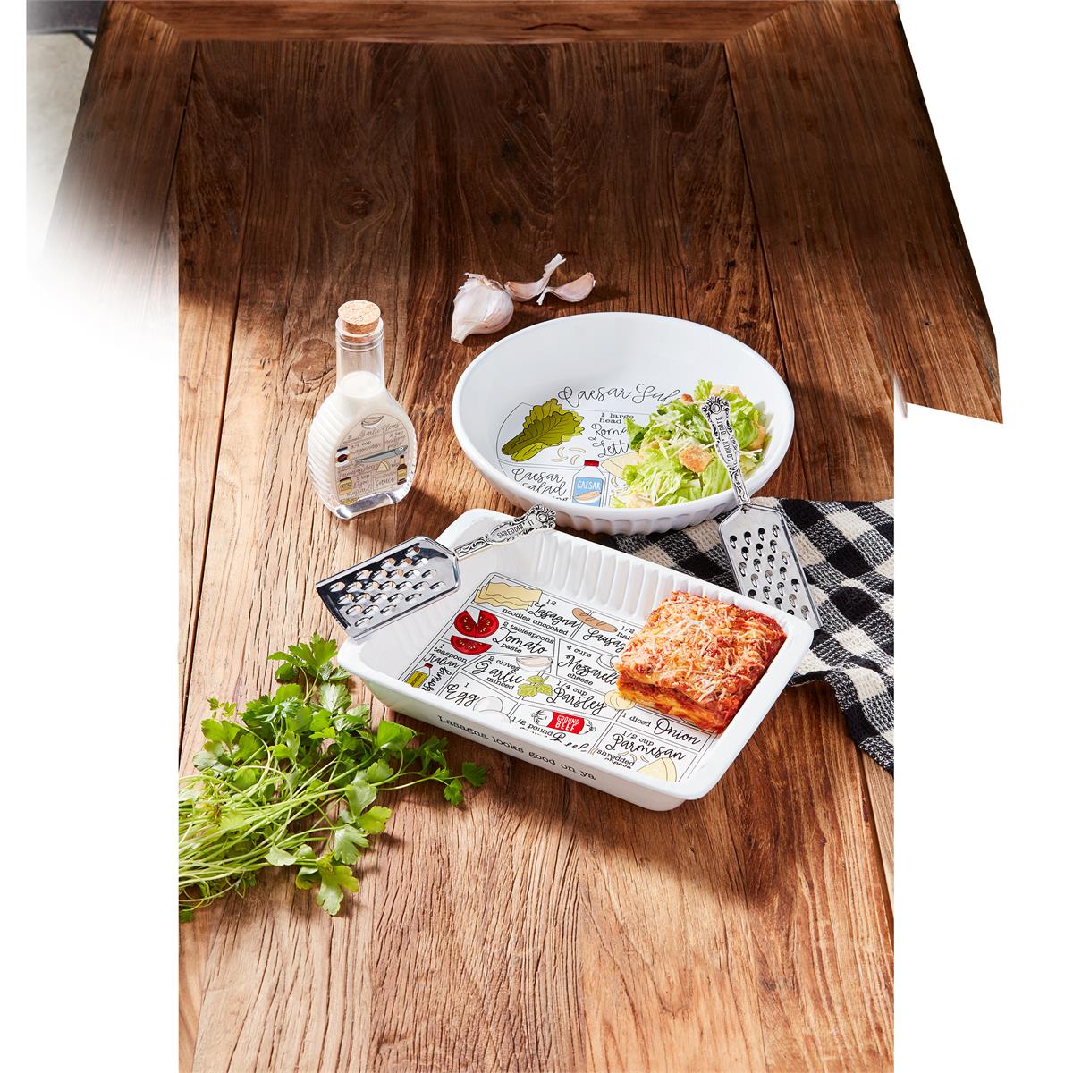 Mud Pie Ceramic Caesar Salad Recipe Bowl Set