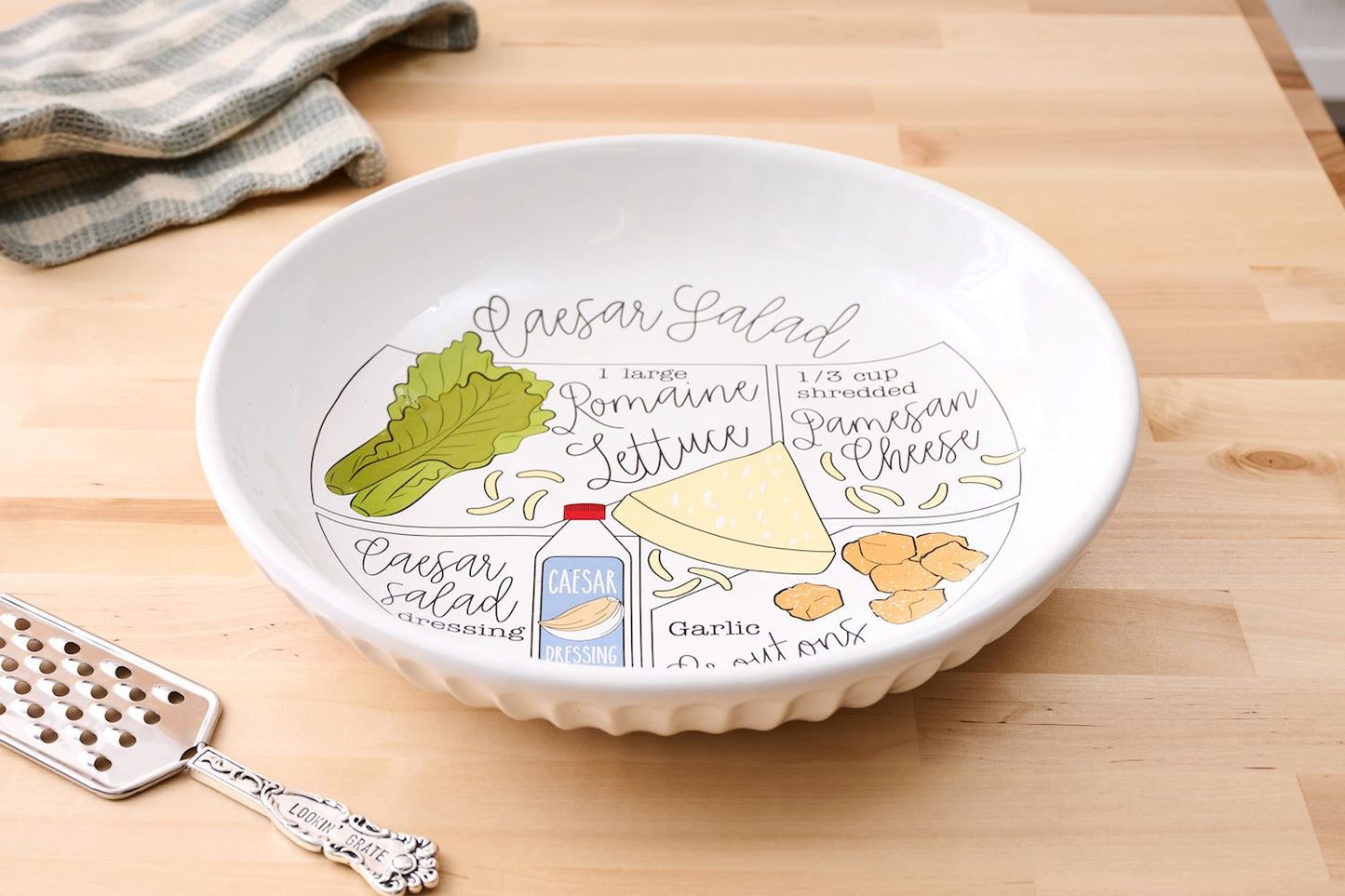 Mud Pie Ceramic Caesar Salad Recipe Bowl Set