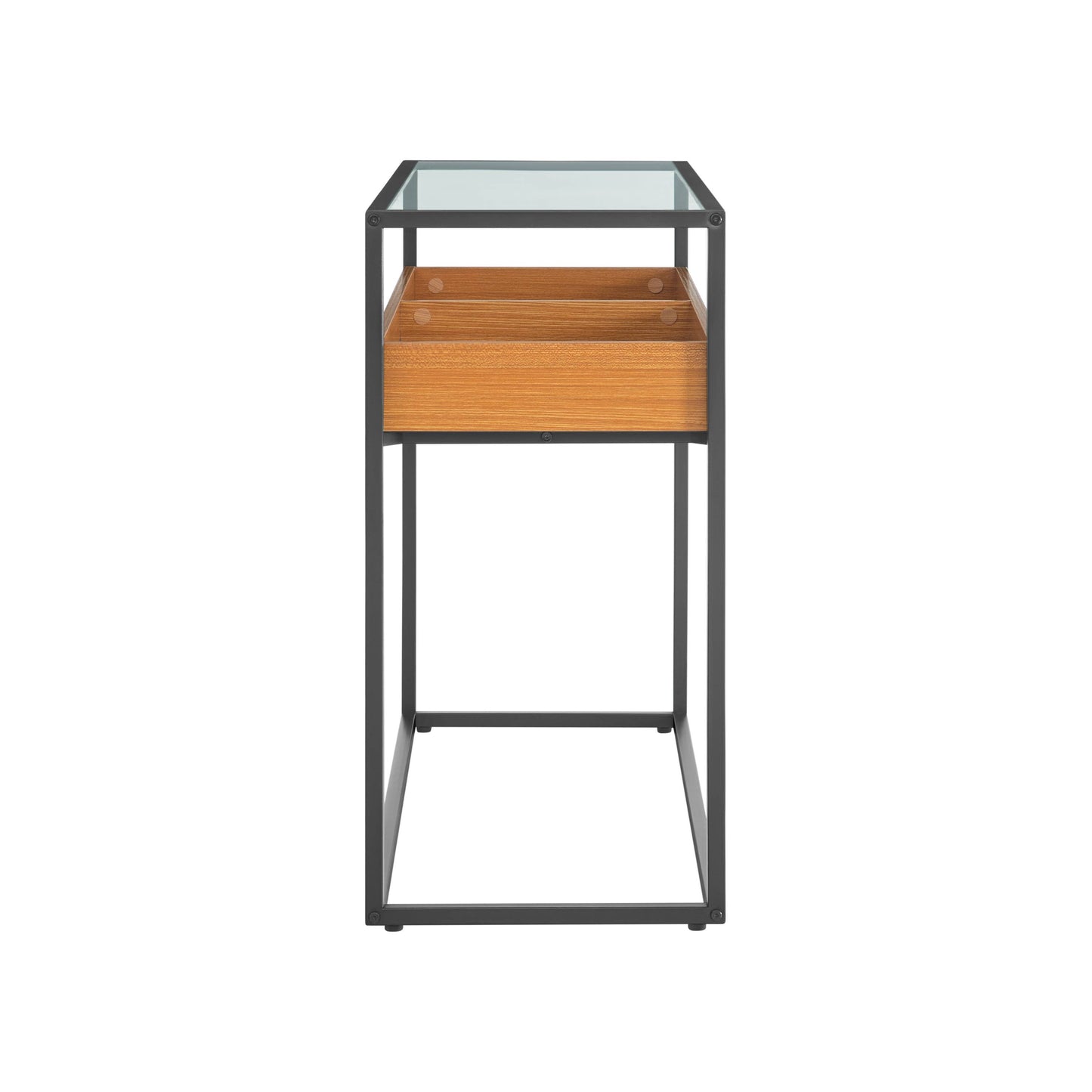 Saarinen Glass Display Rectangle Console Table - Golden Oak