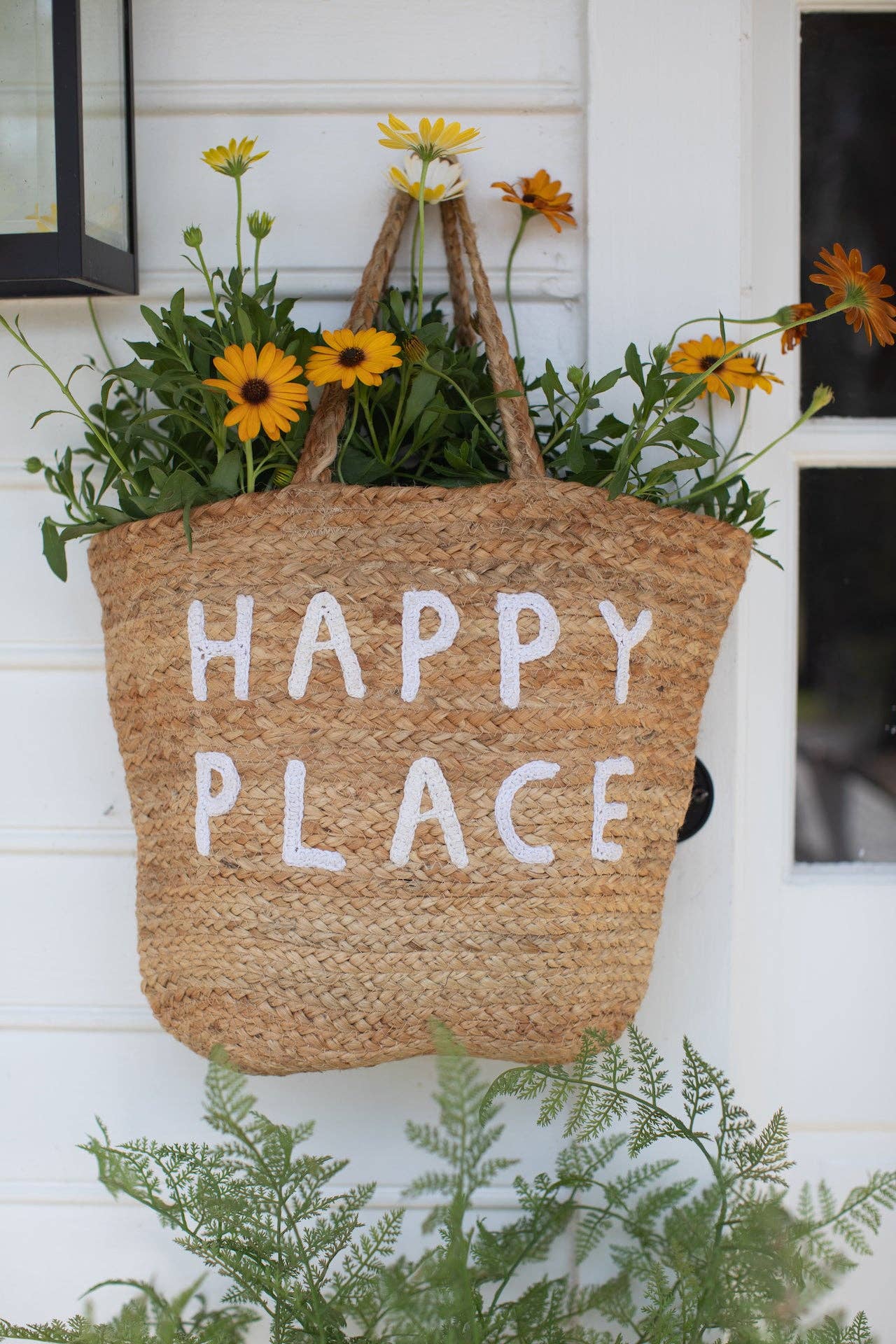 Restock! Small Happy Place Jute Tote Bag