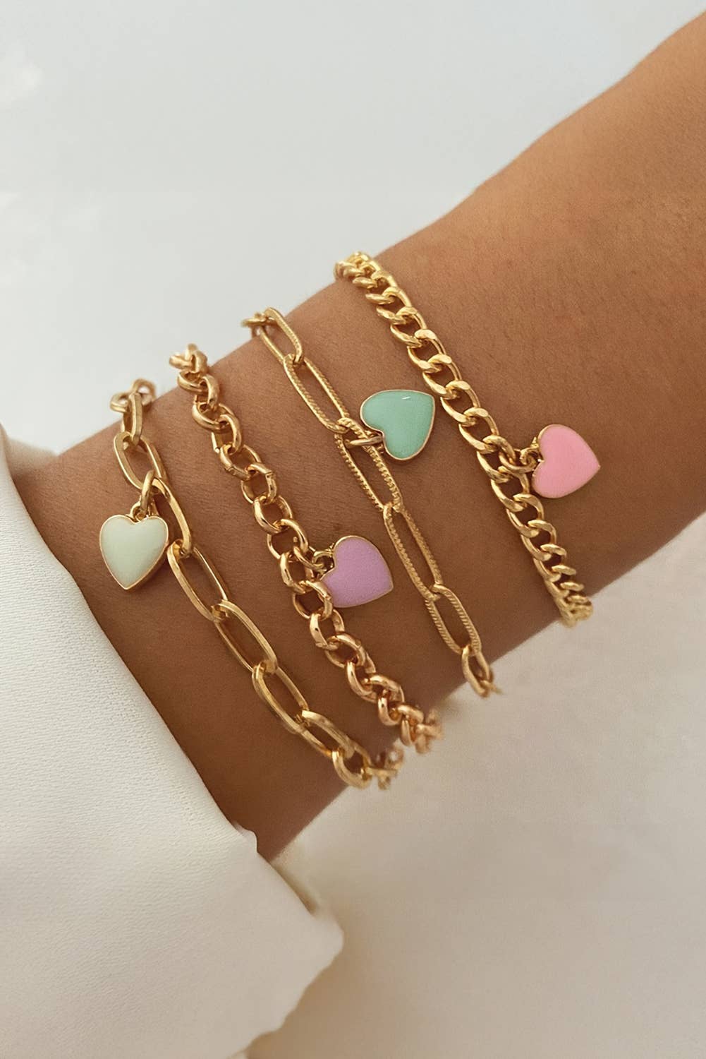 Heart Charm Multi Layer Adjustable Chain Bracelet