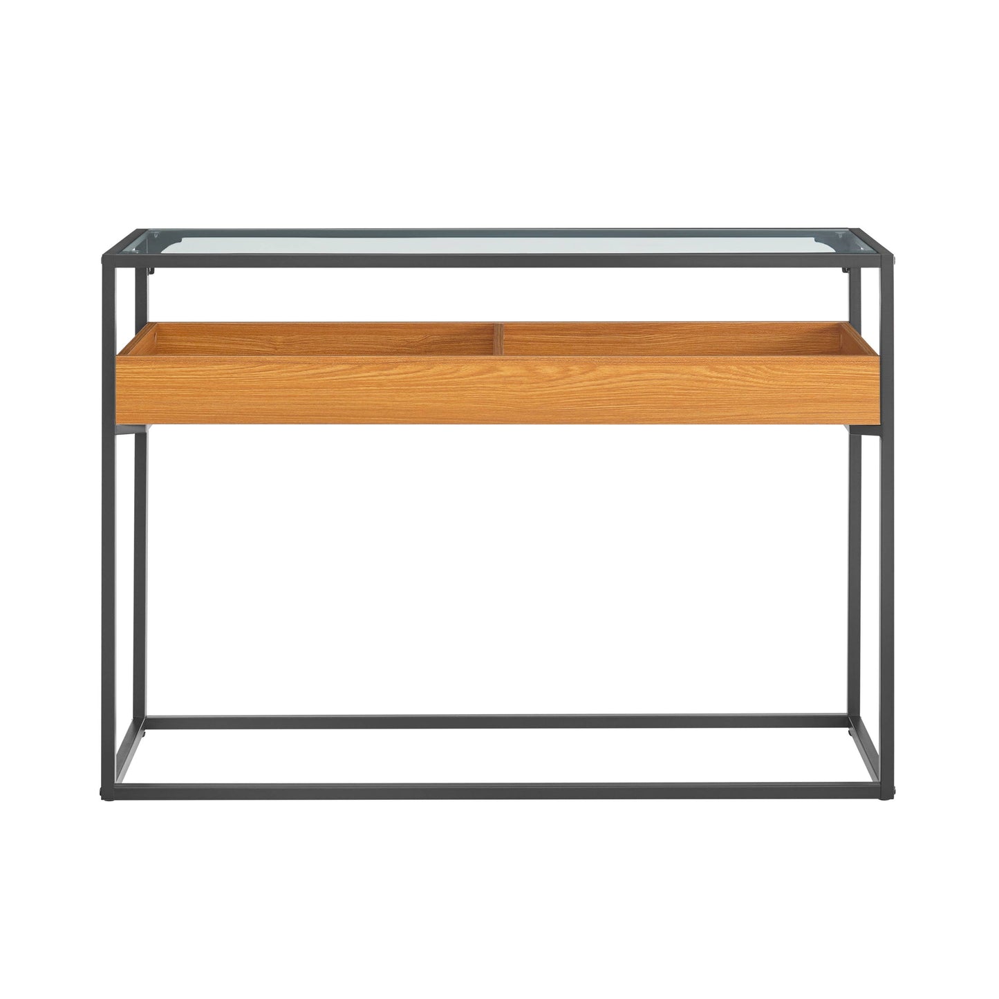 Saarinen Glass Display Rectangle Console Table - Golden Oak