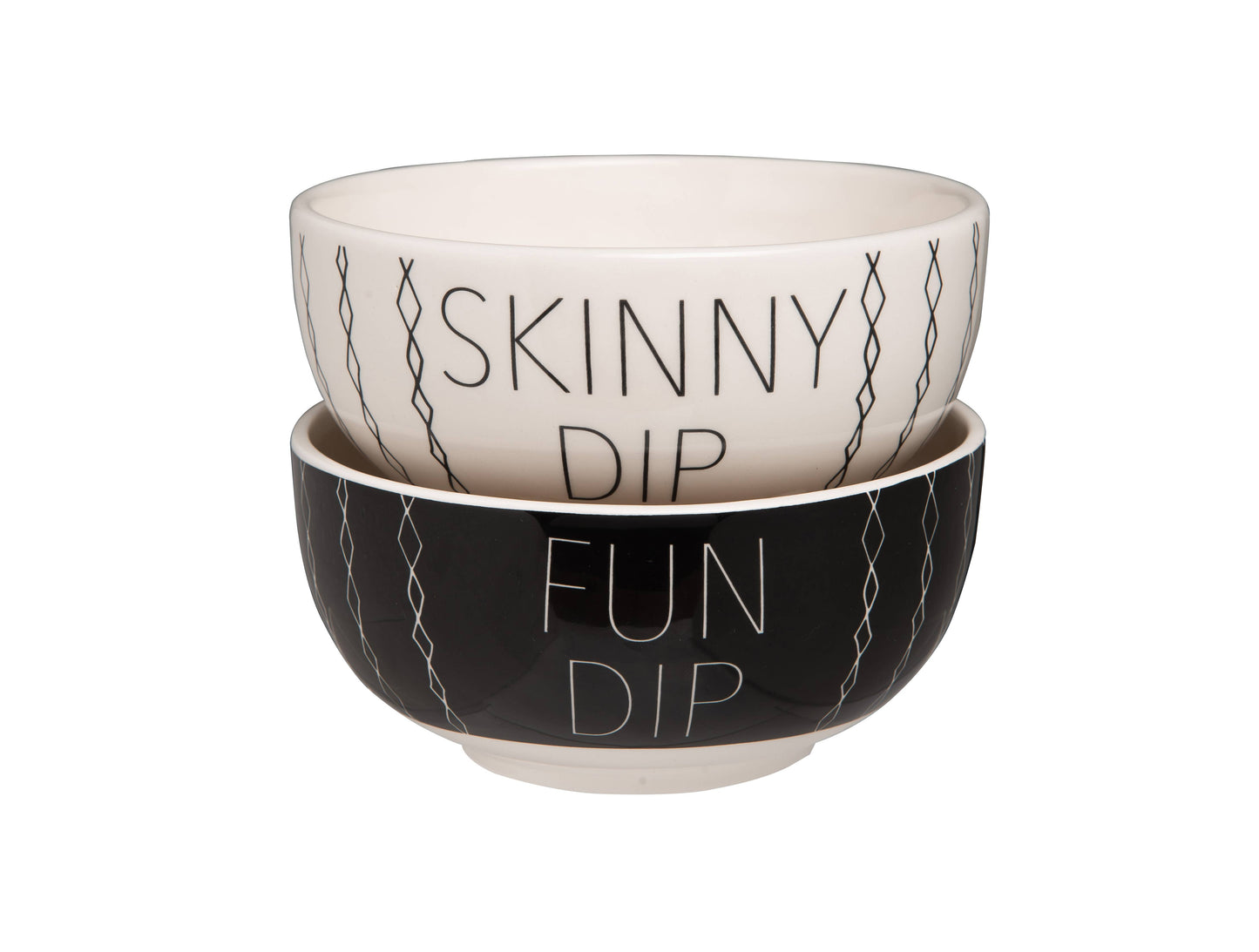 Black-White Fun Dip Snack Bowls Set of 2