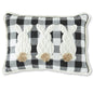 20 Inch Rectangular Black & White Check 3 Bunnies Pillow