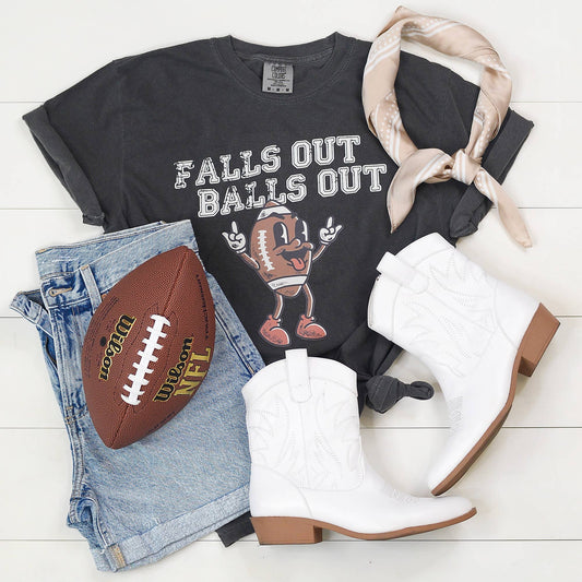 Falls Out Balls Out Funny Graphic Tee, Game Day, Football