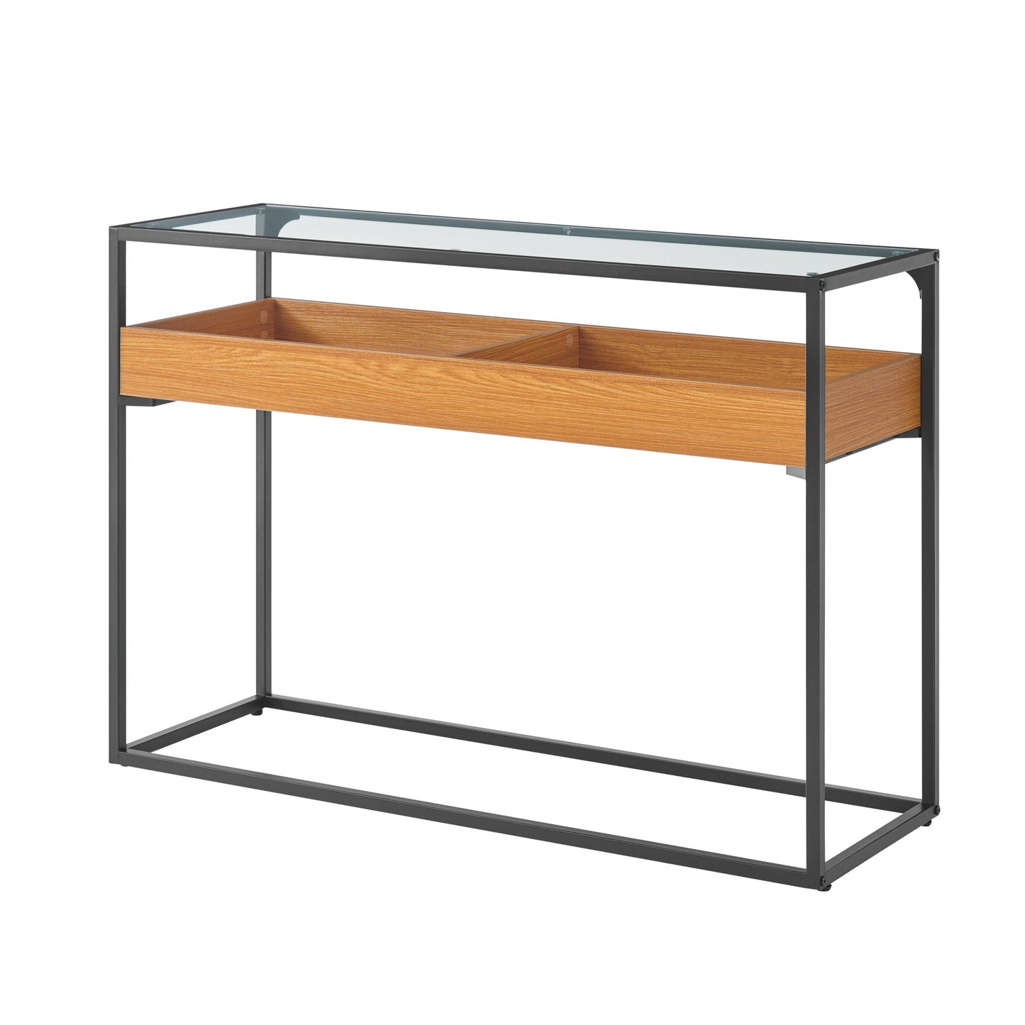 Saarinen Glass Display Rectangle Console Table - Golden Oak