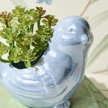 Iridescent Bird Planter Set