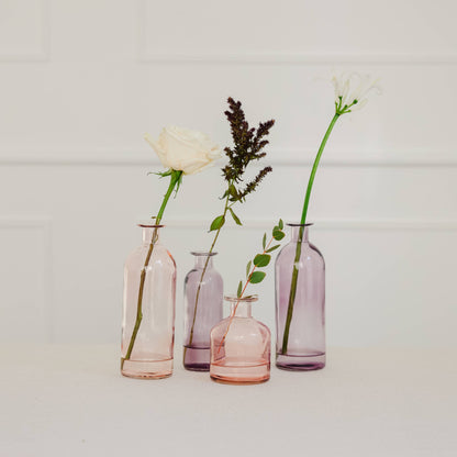 Set of 4 Pink/Purple Flower Décor Vases