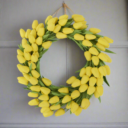 22 Inch Yellow Real Touch Mini Tulip Wreath