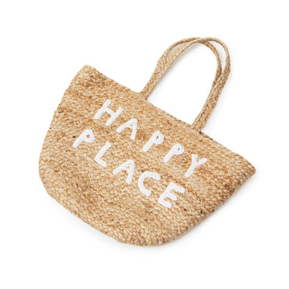 Restock! Small Happy Place Jute Tote Bag