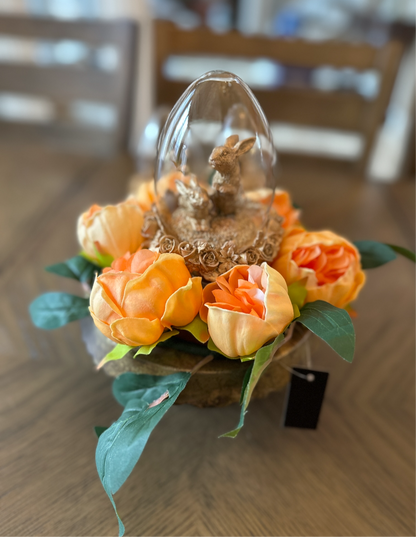 12.75 Inch Peach Real Touch Peony Candle Ring (4Dia.)