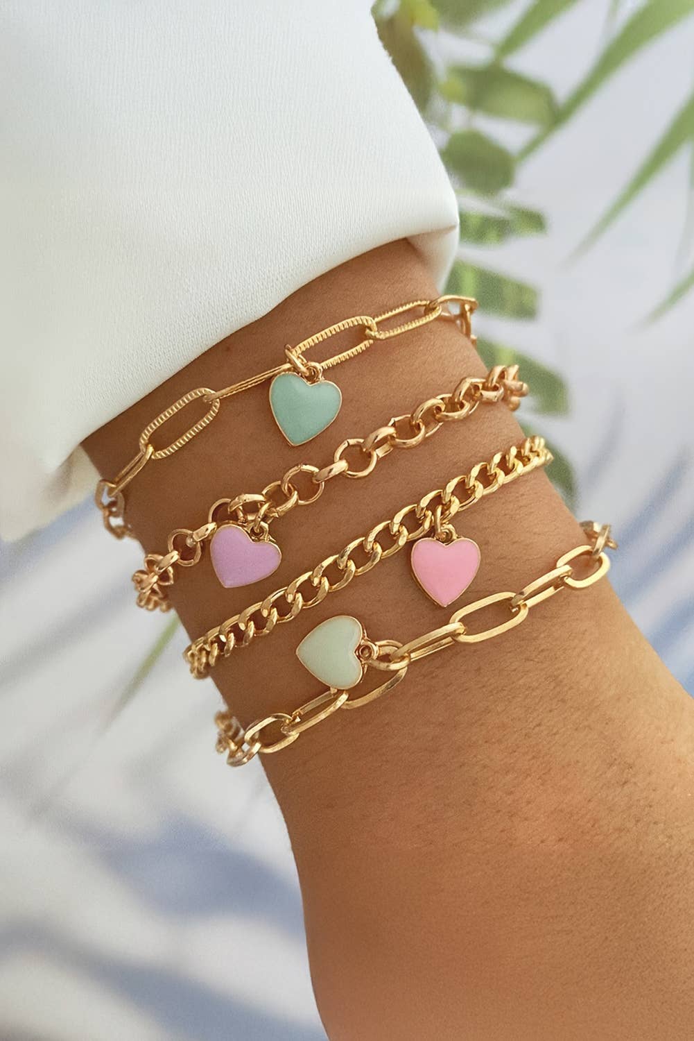 Heart Charm Multi Layer Adjustable Chain Bracelet
