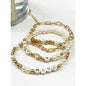 Pearl Beaded and Chain Mama Gold Bracelet