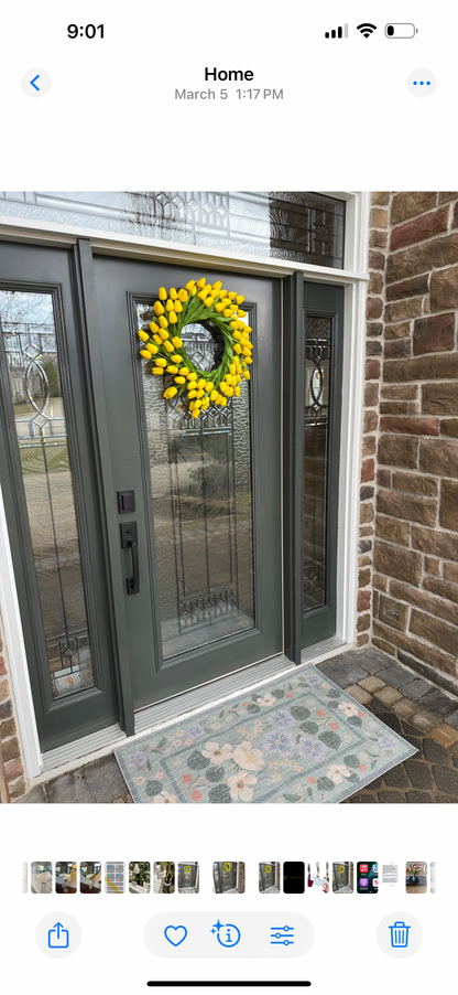 22 Inch Yellow Real Touch Mini Tulip Wreath