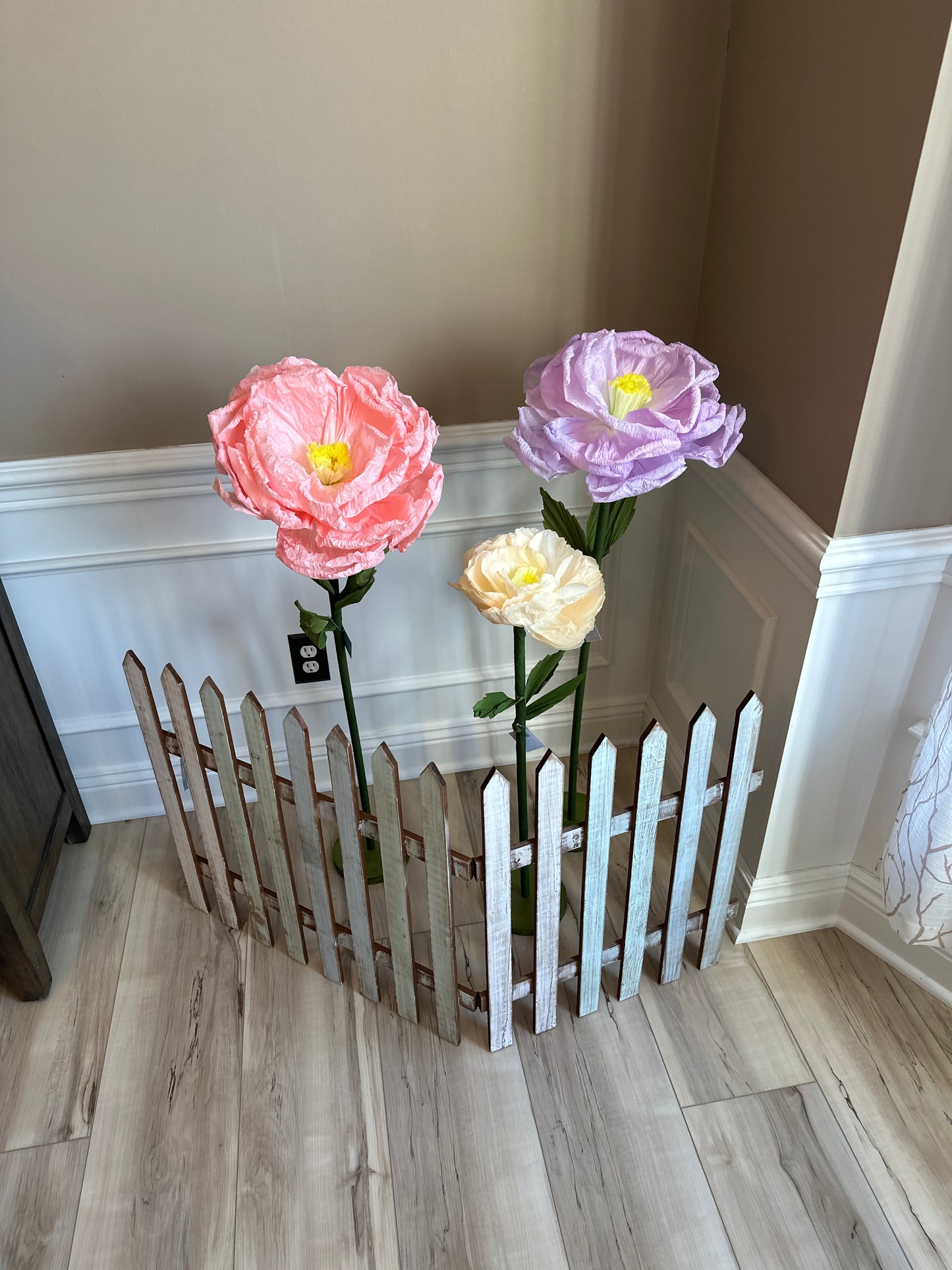 Tissue Paper Flowers on Stand