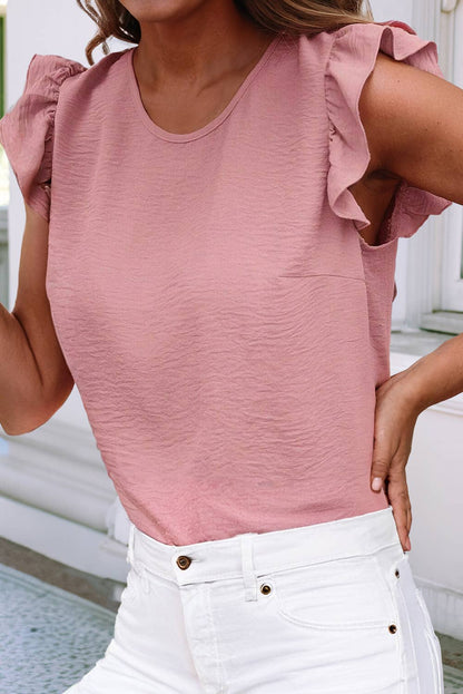 Bow Knot Decor Open Back Flutter Sleeve Top