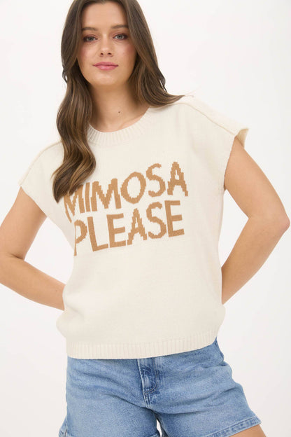 MIMOSA PLEASE SHORT SLEEVE PULLOVER SWEATER