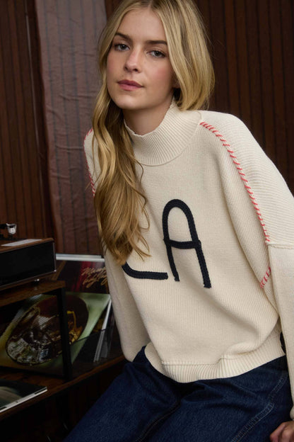 LA Braid Knit Pullover Sweater