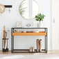 Saarinen Glass Display Rectangle Console Table - Golden Oak