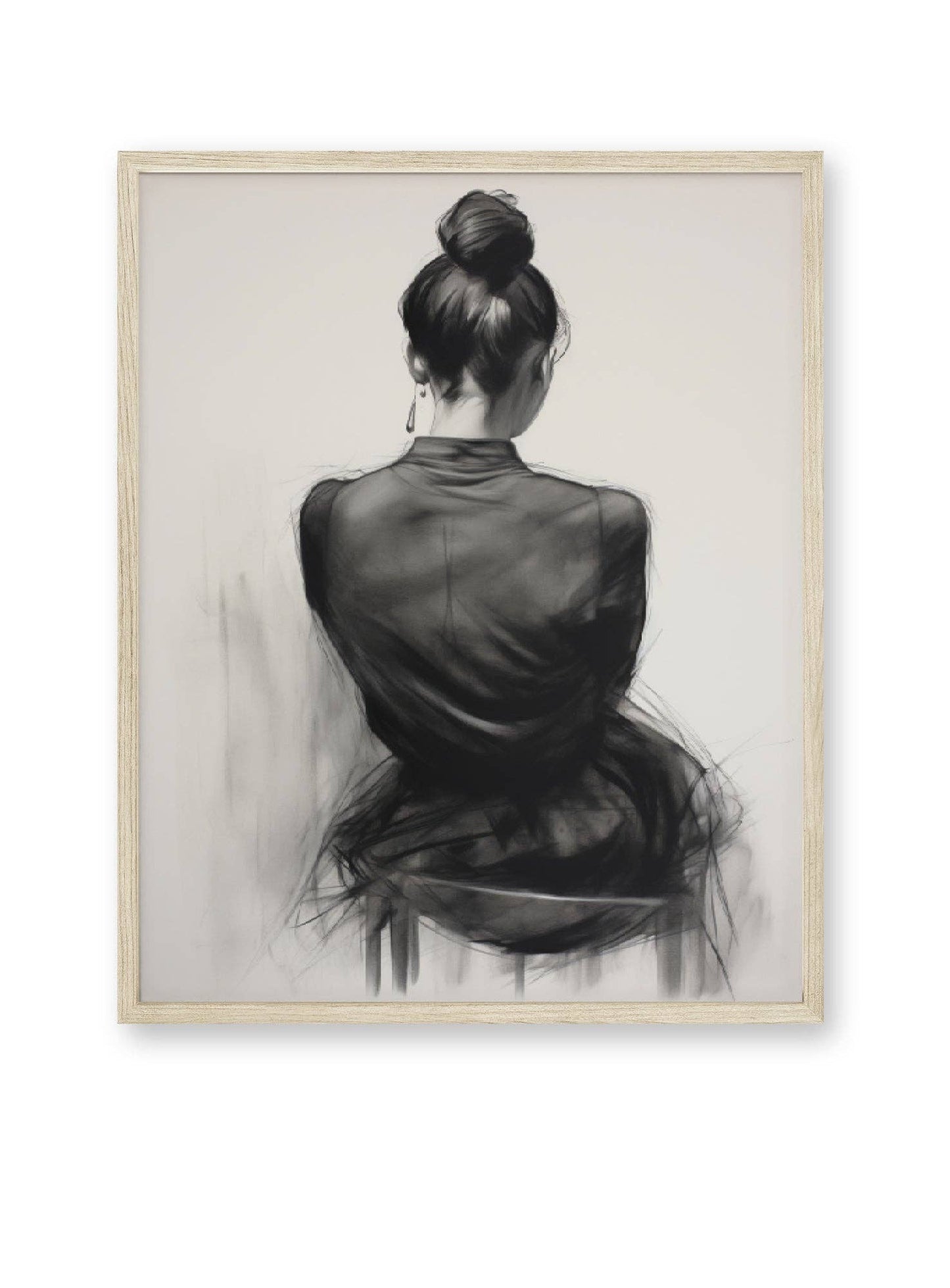 LAST ONE! Seated Woman: Charcoal Elegance Print 11X17
