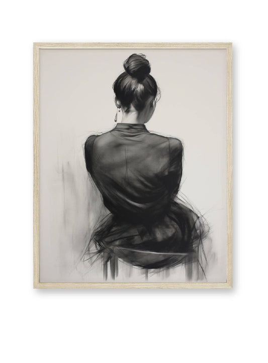 LAST ONE! Seated Woman: Charcoal Elegance Print 11X17