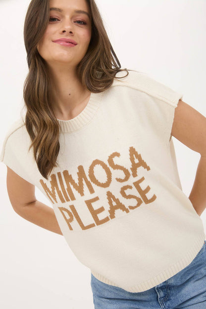 MIMOSA PLEASE SHORT SLEEVE PULLOVER SWEATER